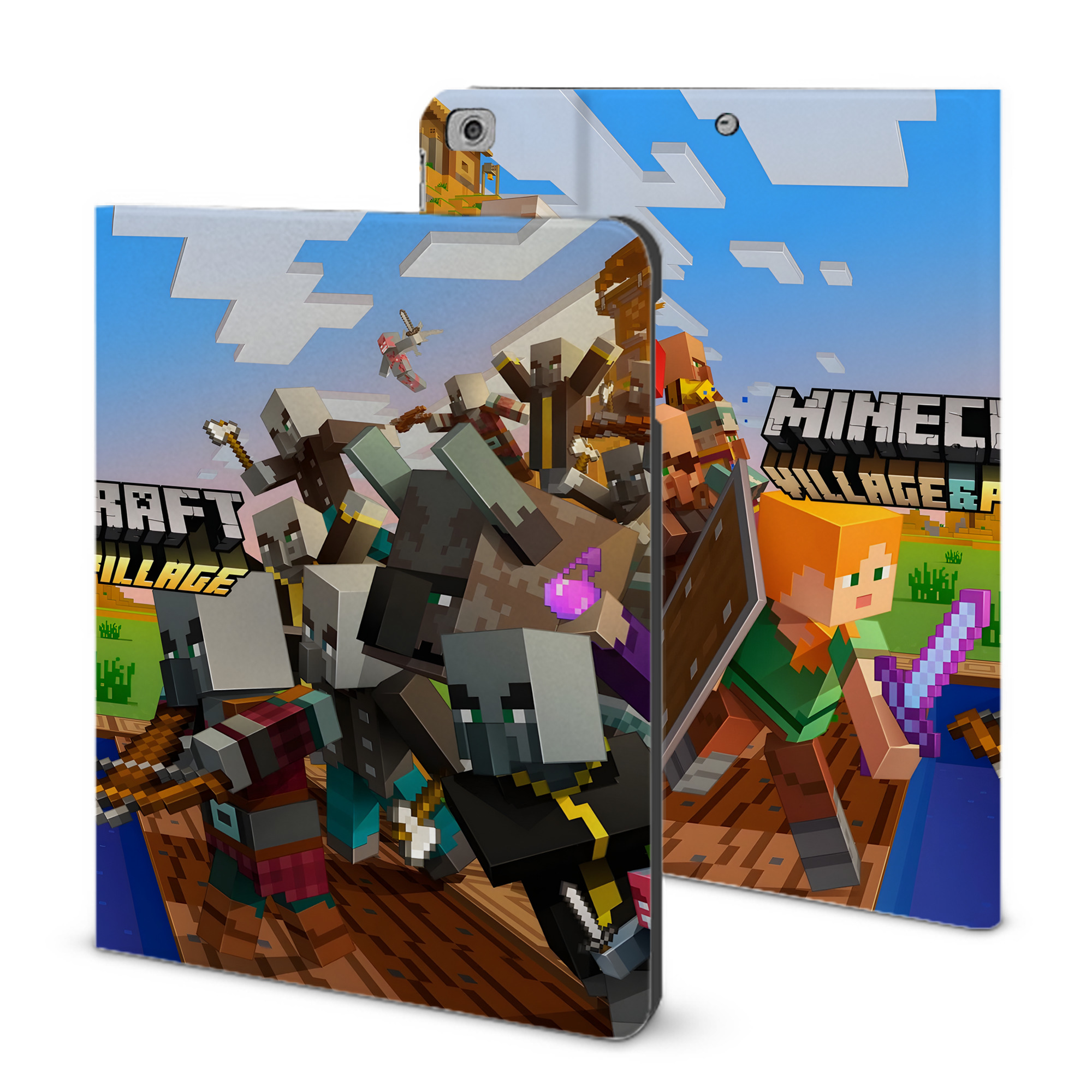 （画像用） マインクラフト ブロックの世界 Minecraft MC Block world IPad ケース ブック型 PUレザー TPU 耐衝撃 軽量 薄型 ペン収納なし 全面保護 IPad 各モデル対応
